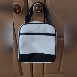 Cream & Black Shoulder, Cross body or Hand Nylon Small Bag